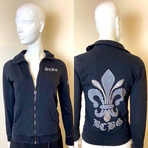BCBGMaxazria Vintage Black Zip Jacket with Sparkle